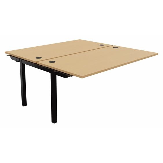 Bureau droit partagé 2 postes Burocolor - Suivant - L.160 x P.163 cm - Plateau Hêtre - Pieds Noir