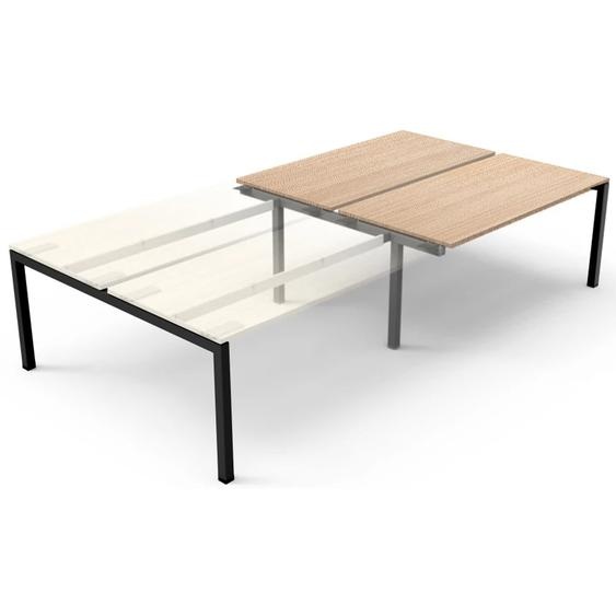 Bureau droit partagé Eminence 2 - Module suivant - L.140 x P.165 cm - Plateau Chêne - Pieds Noir