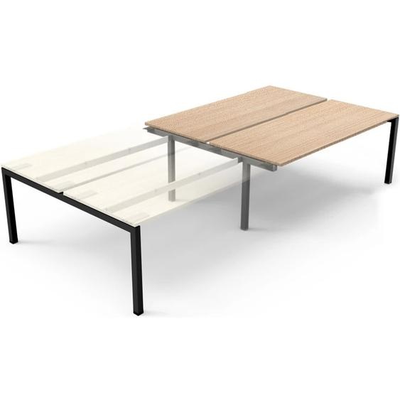 Bureau droit partagé Eminence 2 - Module suivant - L.160 x P.165 cm - Plateau Chêne - Pieds Noir