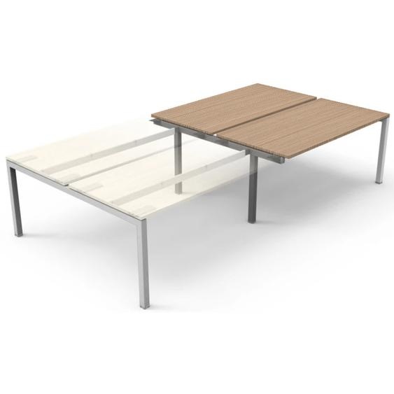 Bureau droit partagé Eminence 2 - Module suivant - L.140 x P.165 cm - Plateau Chêne canadien - Pieds Aluminium