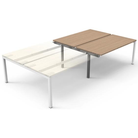 Bureau droit partagé Eminence 2 - Module suivant - L.140 x P.165 cm - Plateau Chêne canadien - Pieds Blanc