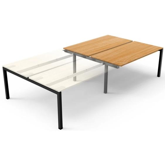 Bureau droit partagé Eminence 2 - Module suivant - L.140 x P.165 cm - Plateau Hêtre - Pieds Noir