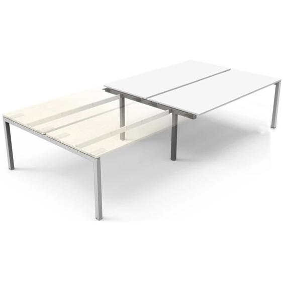 Bureau droit partagé Eminence 2 - Module suivant - L.160 x P.165 cm - Plateau Blanc - Pieds Aluminium