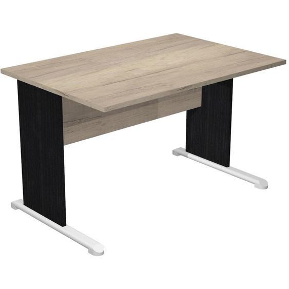Bureau droit Pronto Bois - L.120 x P.80 cm - Plateau Chêne Canadien - Pieds L Noir