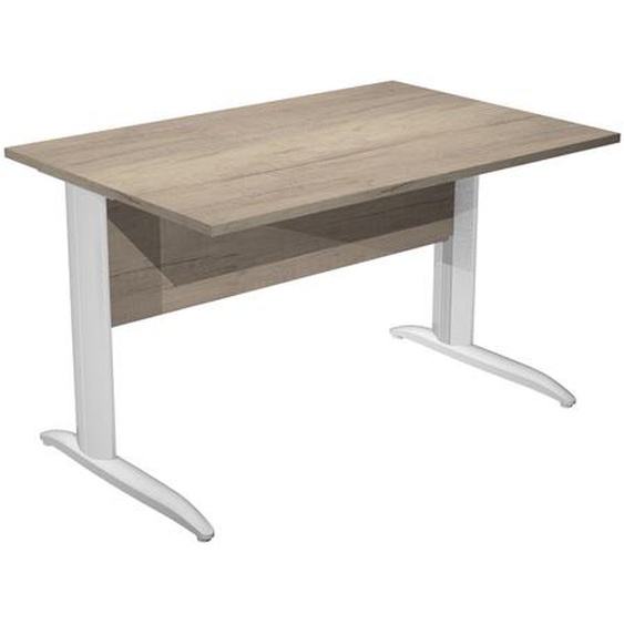 Bureau droit Pronto Métal - L.120 x P.80 cm - Plateau Chêne Canadien - Pieds L Chrome