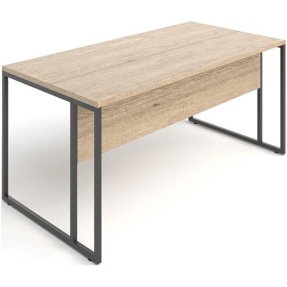 Bureau droit Skyline - L.160 x P.80 cm - Plateau Chêne Nebraska - Pieds Noir