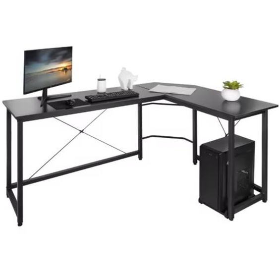 Bureau en L - Pour la maison et le bureau - Poste de travail informatique et de jeu - Bureau 190 cm x 120 cm x 75 cm - Noir