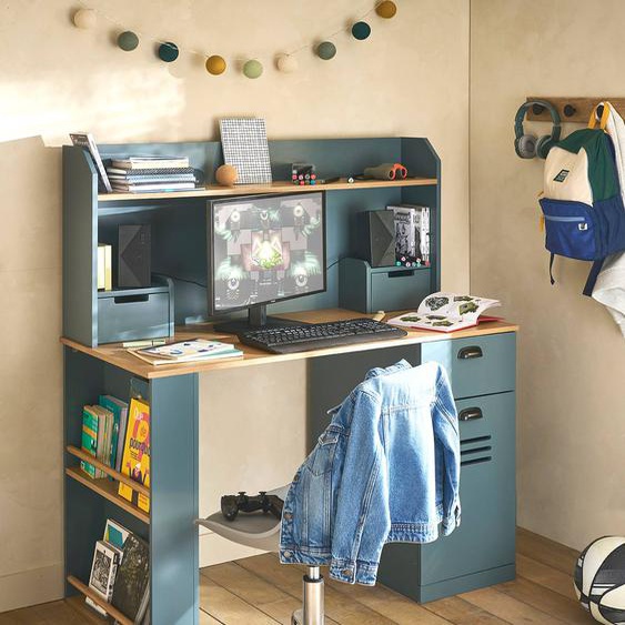Bureau enfant/ado avec rangement - MISTRAL bleu grisé