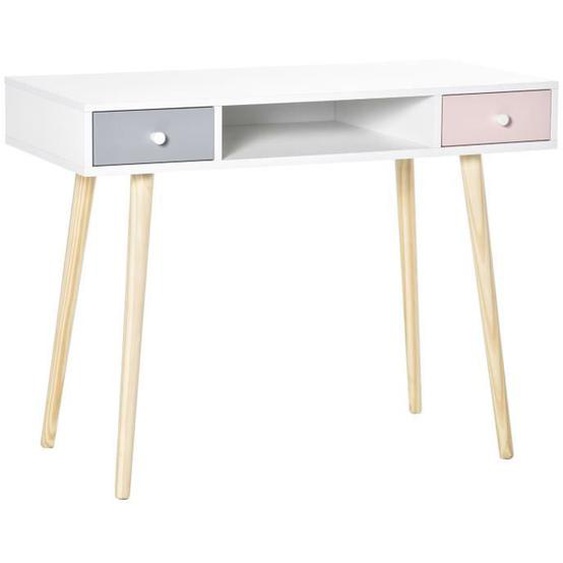 HOMCOM - Bureau enfant - MDF - 100x48x76.5cm - Blanc