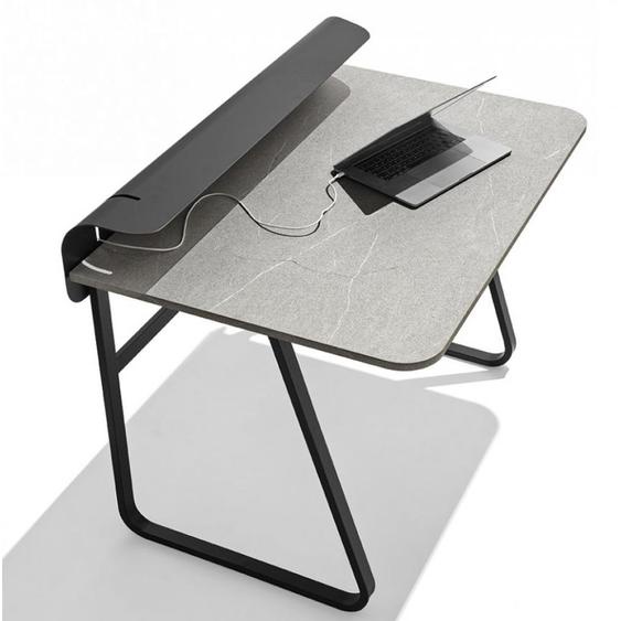 Bureau FOLDY structure métal noir plateau mélaminé pierre piasentina