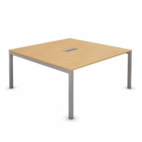 Bureau manager Burocolor L.160 x P.163 cm plateau avec trappe daccès Hêtre - pieds métal Aluminium
