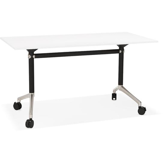 Bureau pliable FLEXO blanc sur roulettes - 140x70 cm