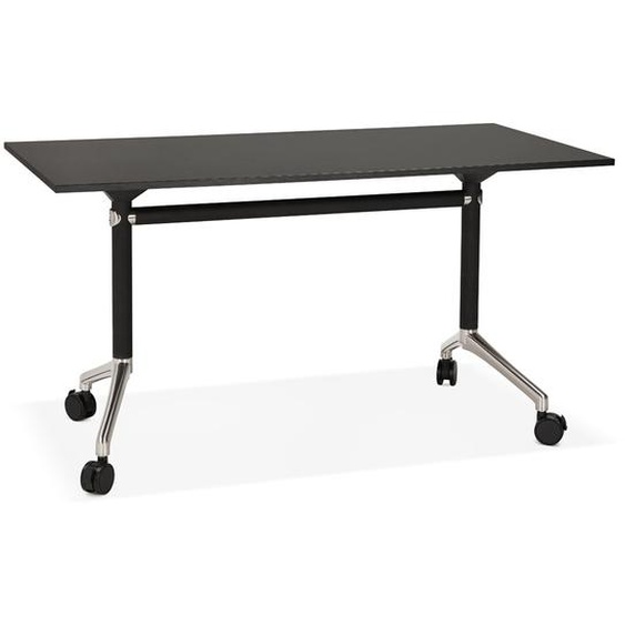 Bureau pliable FLEXO noir sur roulettes - 140x70 cm