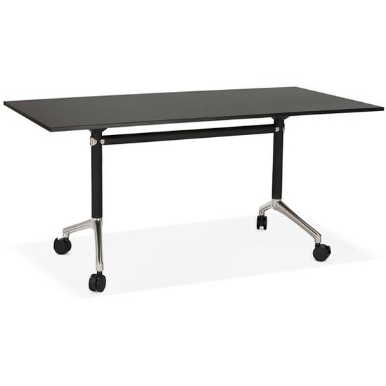 Bureau pliant FLEXO noir sur roulettes - 160x80 cm