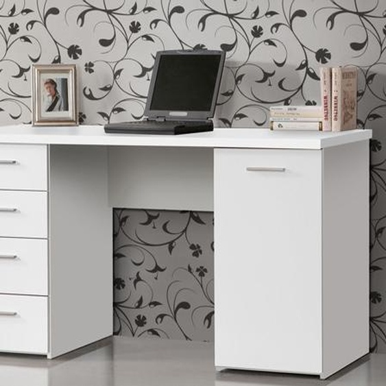 Bureau pour PC, table dordinateur, 145 x 60 cm, blanc mat