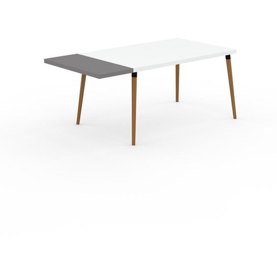 Bureau scandinave - Blanc, design moderne, table de travail nordique, avec pieds inclinés et épurés - 180 x 75 x 90 cm, modulable