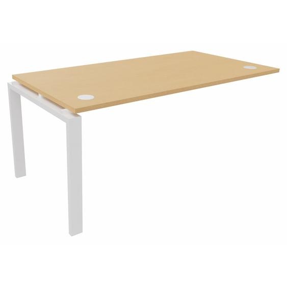 Bureau suivant E-link L.160 x P.80 cm - Plateau Hêtre - Pieds Blanc