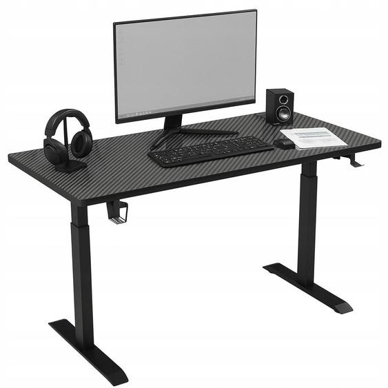 Bureau - Table 140 x 60 x 72 cm - Bureau noir - Table dordinateur - Table haute - avec réglage en hauteur
