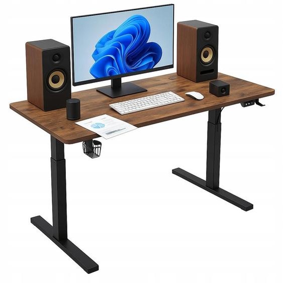 Bureau - Table 140 x 60 x 72 cm - Bureau noir - Table haute - Table de travail - à hauteur réglable