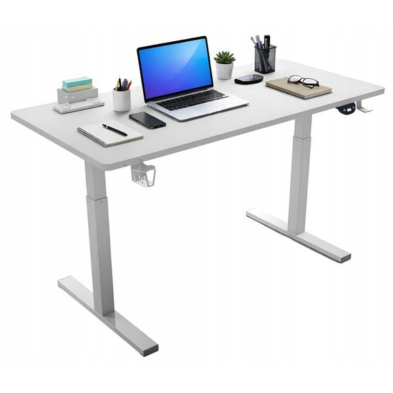Bureau - Table de bureau 140 x 60 x 72 cm - Table haute blanche - réglable en hauteur - Table de bureau