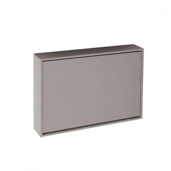 Table Extensible mural gris taupe avec 3 chaises intégrées blanche