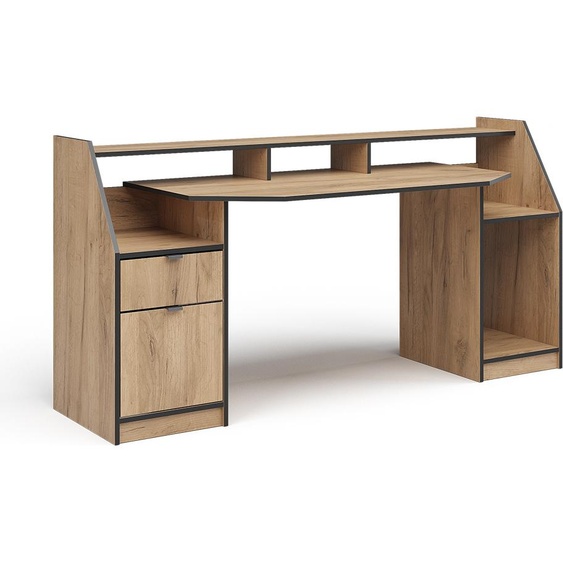 Bureau Vicco Joel Chêne de force doré 179.8x65.5cm avec 1 tiroir et 1 porte, Model 41594