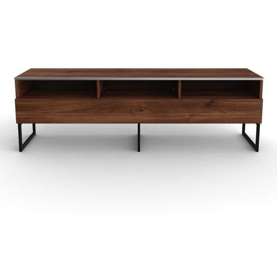 BURNT OAK  - Meuble TV bois foncé avec demi-porte bois foncé