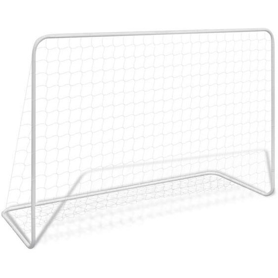 But de football avec filet 182x61x122 cm Acier Blanc