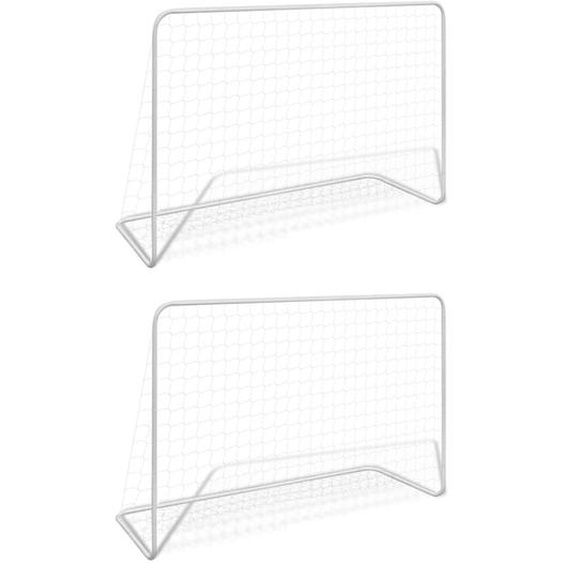 Buts de football 2 pcs avec filets 182x61x122 cm Acier Blanc
