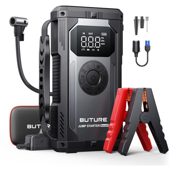 Buture Booster Batterie, 4000A 23800mAh, 12V Jump Starter Portable Booster de Batterie Voiture avec Compresseur (Jusqu’à All Gaz Ou 10L Diesel) avec