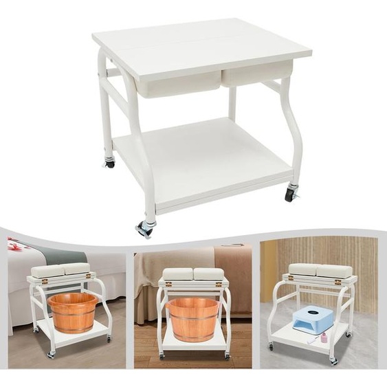 Bymaocar Chariot de bain de pieds Portable, tabouret à ongles avec roulettes pour repose-Massage de manucure