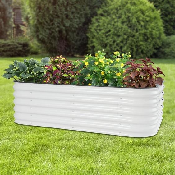 Bymaocar Pot de fleurs rectangulaire 195x60x43cm, Pots métalliques de jardin, plantes dextérieur, grands Pots de fleurs en métal plaqué aluminium et zinc