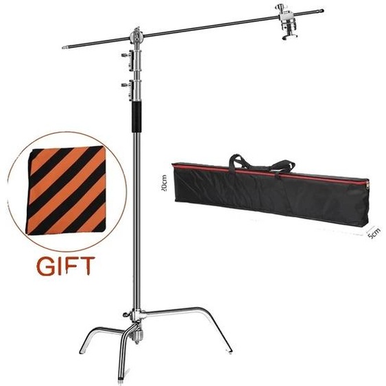 C-Stand, acier inoxydable, pliable, photographie, 2,6M avec sac