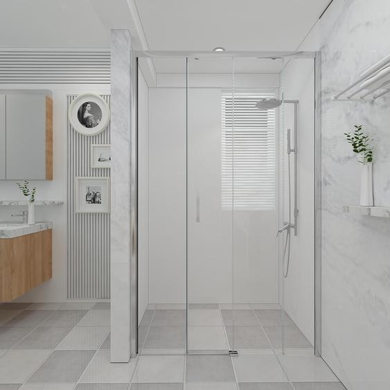 Cabine de douche 110 cm paroi avec entrée simple avec un verre fixe et un verre coulissant hauteur 200 cm - FRASCIO