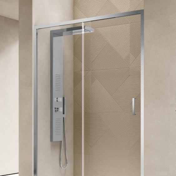Cabine de douche 110 cm paroi avec un verre fixe et un verre coulissant 200 cm de haut Transparent - FRASCIO