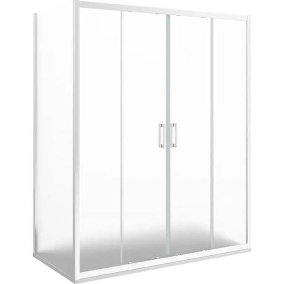 Cabine de douche 150 x 80 cm, hauteur 200 cm, 1 verre fixe + ap. 4 cristaux centraux, cristal satiné - FRASCIO