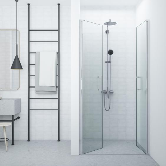 Cabine de douche 65 cm paroi de salon avec deux portes battantes en verre trempé transparent - FRASCIO