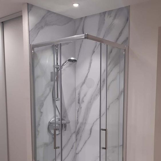 Cabine de douche 65x105 cm ouverture en angle avec Easy Entry hauteur 200cm en verre trempé - FRASCIO