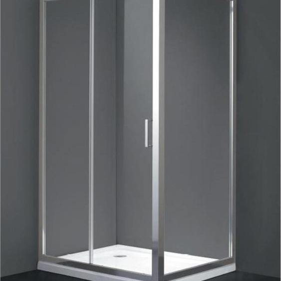Cabine de douche 75x155 avec porte coulissante à lavant et deux cristaux, dont un côté fixe carré et rectangulaire en verre trempé transparent - FRASCIO
