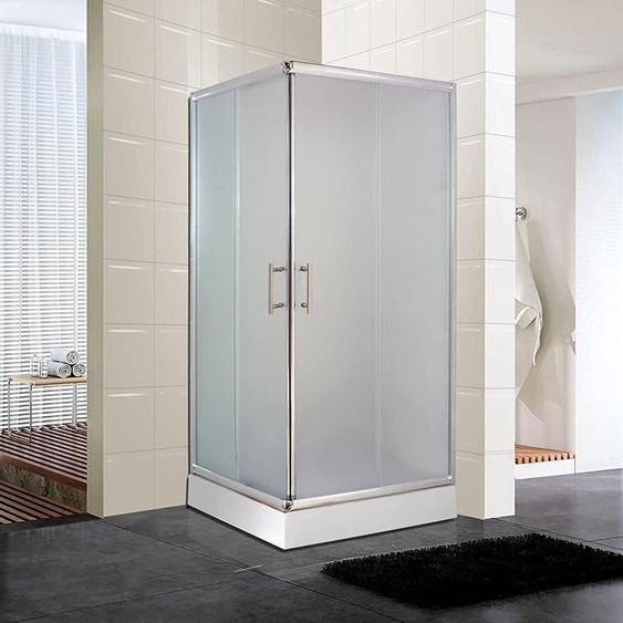 Cabine de douche 85x170 cm ouverture dangle en verre trempé satiné avec profilé chromé - FRASCIO