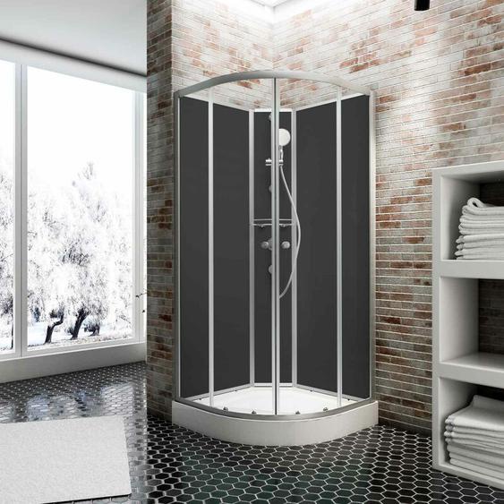 Cabine de douche intégrale 90 x 90 x 204 cm, arrondie, cabine de douche complète Schulte avec portes coulissantes, Veronna