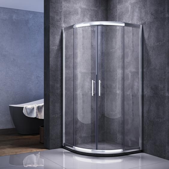 Cabine de douche quart de cercle SONNI accès dangle douche arrondie 90x90 cm porte coulissante Paroi de douche