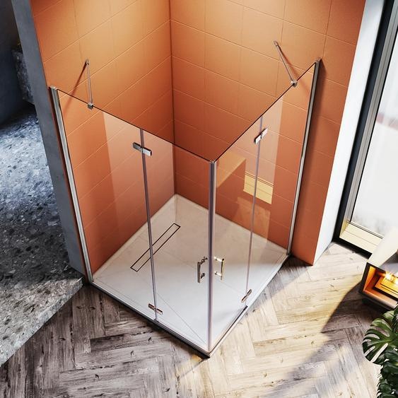 Cabine de douche SUNXURY 90x80cm avec nano-revêtement ESG- verre de sécurité douche walk in Cabine de douche