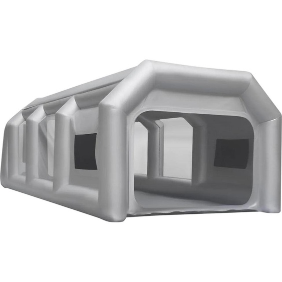 Cabine de peinture gonflable - Tente de pulvérisation - 4 x 2,5 m - Tissu Oxford - Filtre à charbon actif - Pour peinture automobile - Gris clair