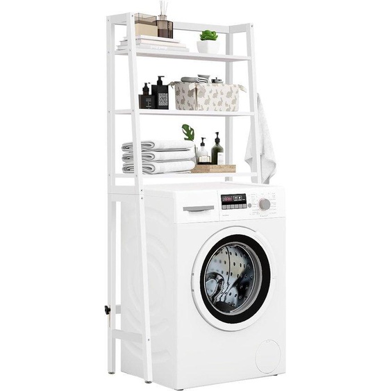 Cabine de toilettes en bois avec toit - Modèle compact à 3 niveaux - Design blanc