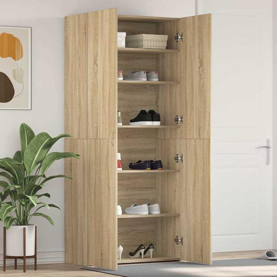 Cabinet à chaussures avec étagère Marron 80 x 35.5 x 180 cm