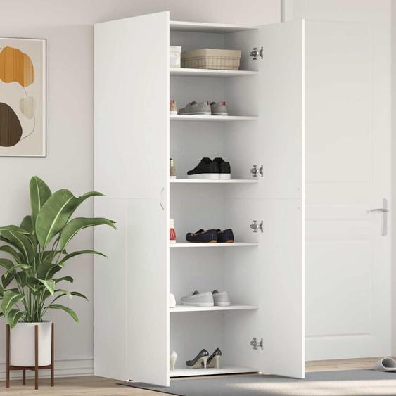 Cabinet à chaussures Blanc 80 x 35.5 x 180 cm Bois dingénierie