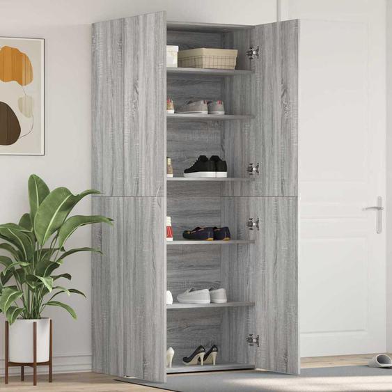 Cabinet à chaussures Gris 80 x 35.5 x 180 cm Bois dingénierie