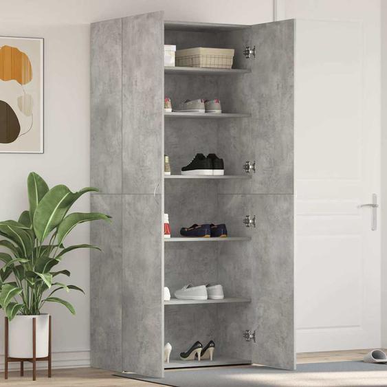 Cabinet à chaussures Gris 80 x 35.5 x 180 cm Bois dingénierie