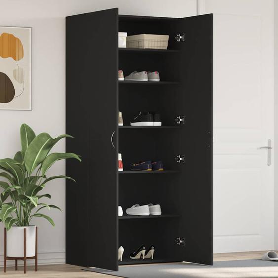 Cabinet à chaussures Noir 80 x 35.5 x 180 cm Bois dingénierie
